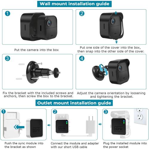 Blink Outdoor Camera Wall Mount Compatible with 4 (Newest Model)& 4th Gen,5 Pack Weatherproof Protective Housing,360 Degree Adjustable with Blink Sync Module 2 Outlet Mount for Blink Camera System