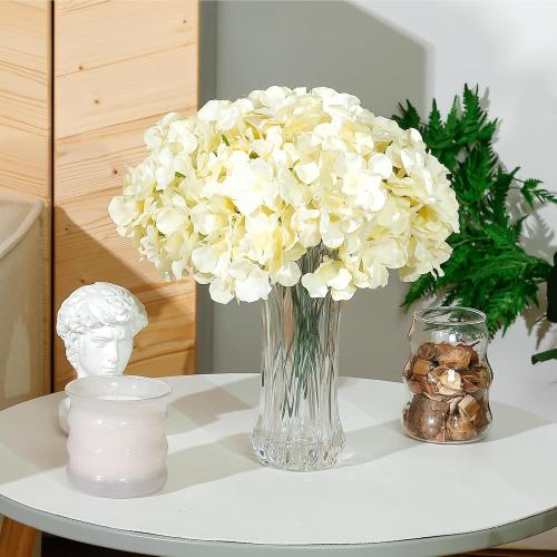 WHITE Auihiay 404PCS Hydrangea Artificial Flowers, Silk Artificial Flowers Heads with Stems, Champagne Lifelike Faux Flowers for Wedding Centerpieces, Arch and Background, Party, Home, Baby Shower Decor