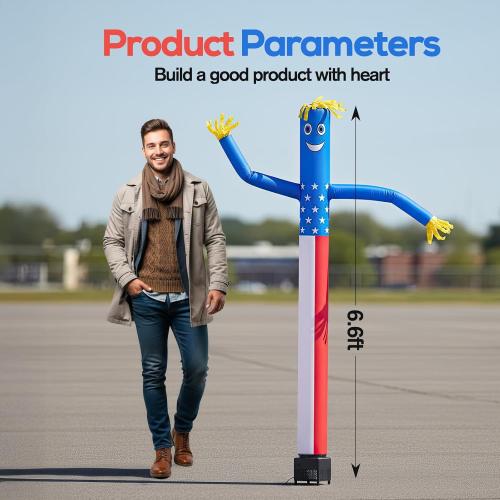 6ft American Flag Inflatable Waving Tube Man with Blower | Ideal for Business Promotion, Grand Openings, and Outdoor Events. Eye-catching Inflatable Tube dancer for Advertising