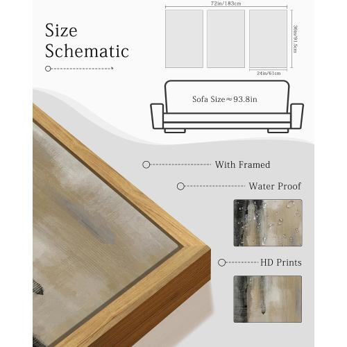 KUVIOKE Black Abstract Framed Wall Art Neutral Graffiti Pastel Minimalist Wall Decor Modern Art Painting for Bedroom Living Room 24x36in (Natural Framed)