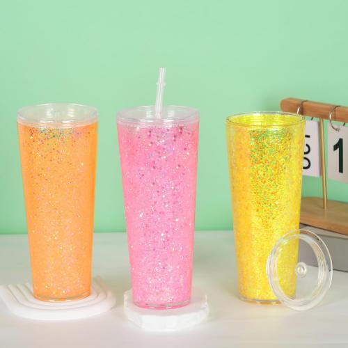 6 Pack 24Oz Snow Globe Tumblers, Double Wall Acrylic Snowglobe Cup with Pre Drilled Hole, Lids, Straws and Plug, Reusable Clear Plastic Tumbler for Snow Globe Glitter DIY