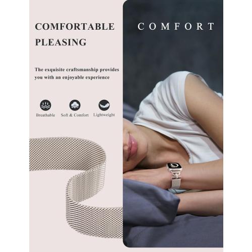 Stainless Steel Magnetic Loop Compatible with Apple Watch Band 38mm 40mm 41mm 42mm Women Metal Mesh D-shaped Clasp Strap for iWatch SE Series 10/9/8/7/6/5/4/3/2/1/Ultra(1/2) Starlight