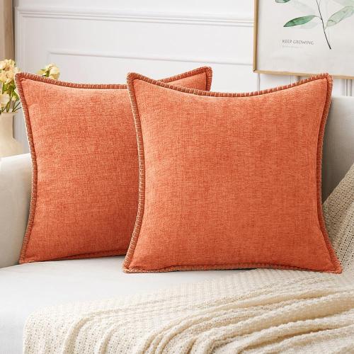 MIULEE Pack of 2 Couch Throw Pillow Covers 18x18 Inch Coral Red