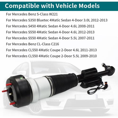 Front Right Air Suspension Shock Absorber Strut 2213201838 for Mercedes-Benz S550 S450 S350 CL550 2007-2013 4MATIC AWD OE 2213200538
