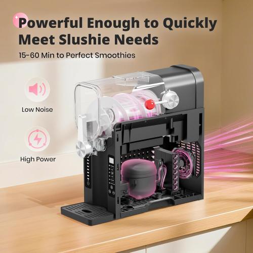 Grey Slushie Machine, EZBASICS Slushy Machine for Home No Ice Needed, Professional Frozen Drink Maker with LED Display, 6 Pre-Set Programs for Frozen Margaritas, Frappés and Ice Cream, 1Pack   6Modes