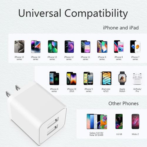 5Pack USB Wall Charger 2.4A Dual USB Port Cube Power Plug Adapter