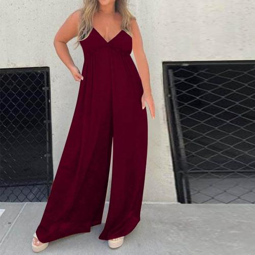 CEFIAN SIZE LARGE COLOR RED Womens Overalls V Neck Jumpsuit Spaghetti Straps Casual Loose Sleeveless Wide Leg Pants Romper Outfits with Pockets