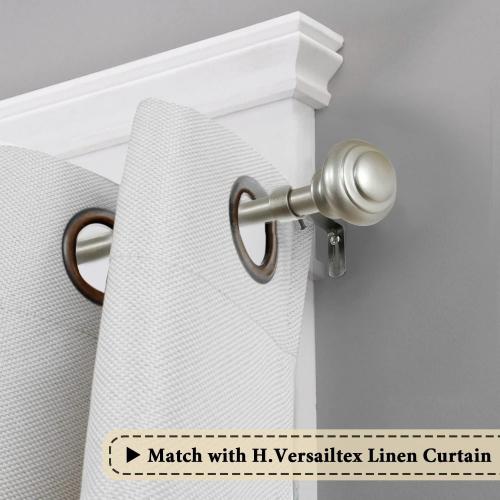 H.VERSAILTEX Window Curtain Rods for Windows 66 to 120 Inches Adjustable Decorative 3/4 Inch Diameter Single Window Curtain Rod Set with Classic Finials, Nickel