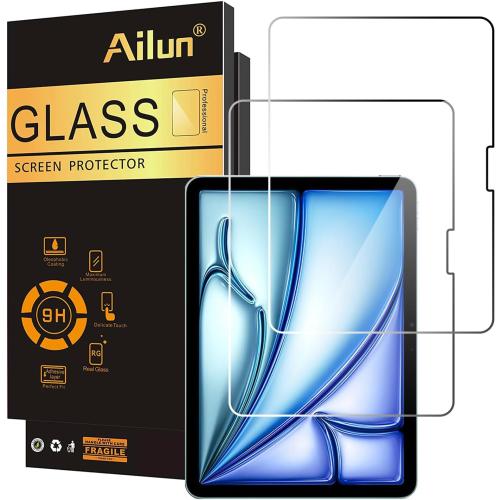 Ailun Screen Protector for iPad Pro 11 inch 2025/2024 [6/5th Generation M5/M4], iPad Air 11 Inch 2025/2024 [7/6th Generation M3/M2],Tempered Glass Face ID Apple Pencil Compatible Case Friendly 2 Pack