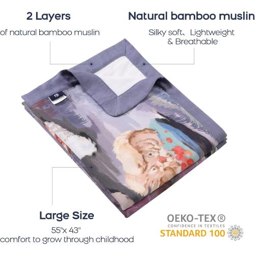 Summer Blanket for Baby 2 Layers Oversized 43 x 55 Muslin Baby Crib Blanket for Boys Girls (Tiger)