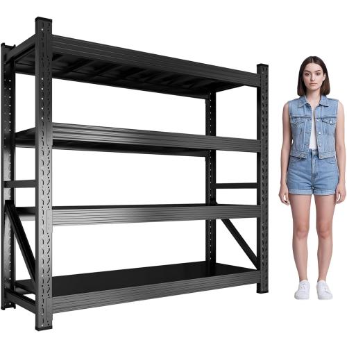 5000LBS Garage Shelving 59 W Heavy Duty Storage Shelves, 4 Tier Industrial Adjustable Metal Shelves, Shelving Units for Garages, Warehouses