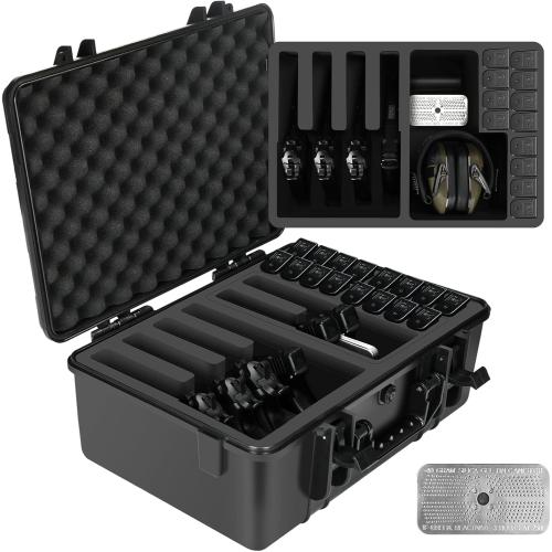 Gun Pistol Case for Multi Handguns - Holds Multiple Hand Guns Case & Magazines, Pre-cut Waterproof Carrying Hard Shell Pistol Case for Pistols, Storage Box for Beretta, Smith and Wesson, for Glock