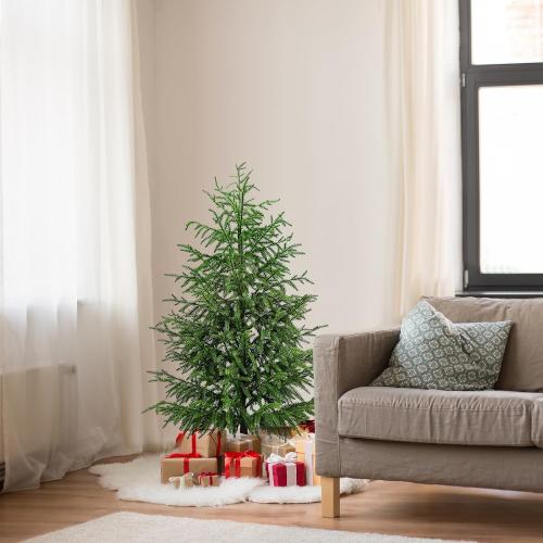 Norfolk Pine Christmas Tree Real Touch Faux Tree with Black Pot, Realistic Indoor Holiday Decor fo Christmas Entryway, Living Room Office (4FT-2Pack)