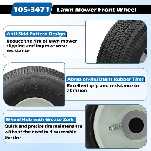 105-3471 Front Wheel and Tire Assembly Replacement for Toro TimeCutter Z 4.10/3.50-4/Exmark Quest Z-Turn Riding Mower(1 Pack)