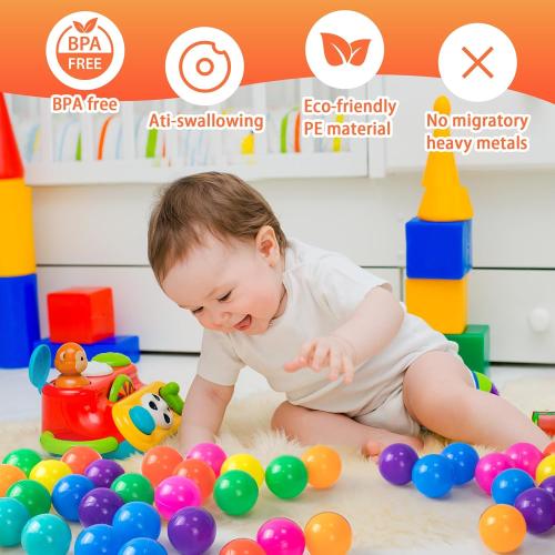 170 PCS Ball Pit Balls 2.1-2.2” Free Crush Proof Plastic Ball for Baby and Toddler -8 Bright Colors with Zip Storage Bag,Baby Pool Water Toys,Kiddie Pool