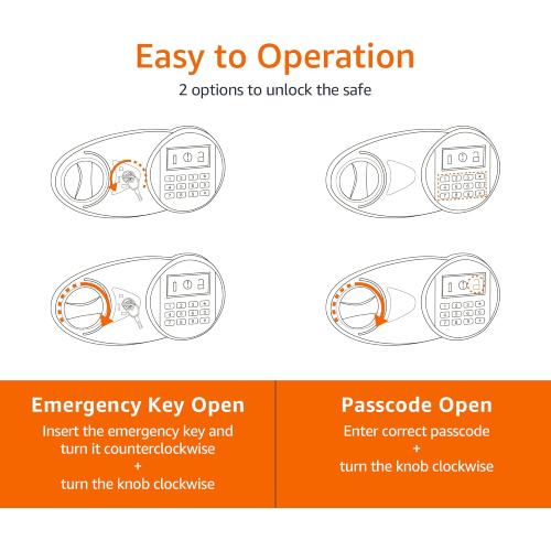 Amazon Basics Steel Security Safe and Lock Box with Programmable Electronic Keypad, for Valuables, Cash, Jewelry, Documents, Black, 1 Cubic Foot, 16.9-x-14.6-x-9.1-inches (WxDxH)