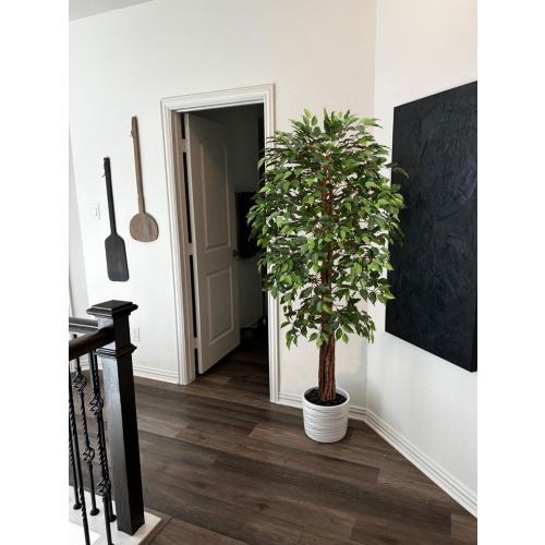 Artificial Ficus Tree for Home Decor, 6 Feet Faux Plant Fake Silk Trees with Pot for Indoor Outdoor House Living Room Office Garden (6 ft Tall)