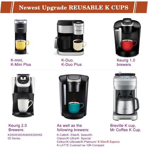 Reusable K Cups for K-Mini/K-Duo/K-Express, 2 Pack K Cup Reusable Coffee Pods for K-eurig, BPA Free Refillable Single K Cups for K-eurig 1.0 & 2.0 Series