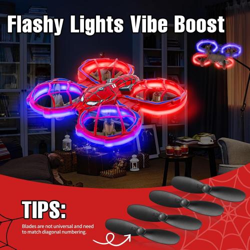 Drones for Kids 8-12: Spider Toy Stunt Drone With 5D Obstacle Avoidance, 3D Flip, Auto Hovering Indoor Drone, 2 Battery Kids RC Quadcopter With Led Lights RC Helicopter for Adults Kid