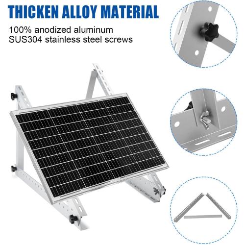 Solar Panel Mount Brackets, 2 Sets 45 inch with Foldable Tilt Legs, Suitable for 2-4pcs 180 200 300 400 500 Watt Solar Panel, Adjustable Mounting Brackets for Roof, RV, Boat, and Off-Grid