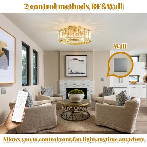 Fandelier Ceiling Fan with Lights and Remote,19 E12 Chandelier Ceiling Fan with Light, 6 Speed 3 Timer Quiet Caged Ceiling Fan with Lights for Bedroom,Living Room,Kitchen,Farmhouse (Gold)