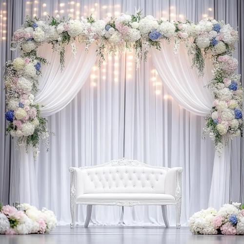 40 ft x 10 ft Wrinkle Free White Backdrop Curtain for Wedding Parties, Polyester Photo Backdrop Drapes for Baby Shower Birthday Party Backdrop Stand, Bulk Thick Background Curtains, 5x10FT 8 Panels