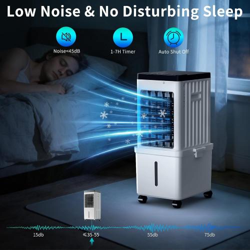 Portable Air Conditioners, Swamp Cooler Portable AC Unit for Home Use, Windowless Evaporative Air Cooler with 2.6 Gal Removable Water Tank, Fast Cooling Portable AC for Room, Bedroom, Office