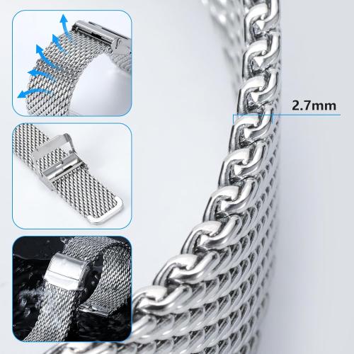 Stainless Steel Thick Mesh Watch Band for Men Women Quick Release Safty Clasp Metal Watch Strap 16mm 18mm 20mm 22mm