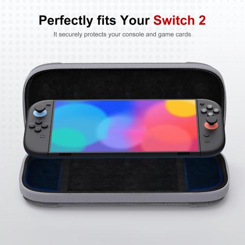STARTRC GAMES Slim Carrying Case for Nintendo Switch 2 2025, Hard Shell Travel Case with 12 Game Card Slots, Portable Carry Bag for Switch 2 Console Gray