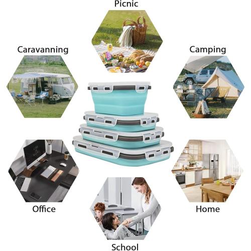 8 Collapsible Food Storage Containers, Silicone Collapsible Food Storage Containers, Collapsible Food Storage Silicone, Rv Collapsible Bowls, Collapsible Storage Containers for Food Camping