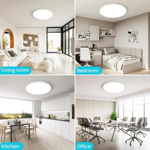libtit Large LED Ceiling Light 16.5Inch, 4200LM 36W Bright Flush Mount Lights for Ceiling, 3000K/4500K/6000K White Surface Mount Lighting Fixture for Bedroom Kitchen Livingroom Shops