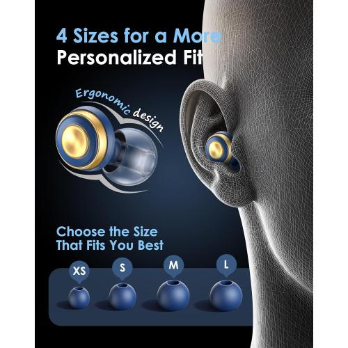 Reusable Ear Plugs for Sleeping, Travel & Work, Up to 33dB Noise Reducing Silicone Ear Plugs with 4 Sizes, Secure Fit, Portable Snap-Closure Case for Flights, Study, Commute Reading