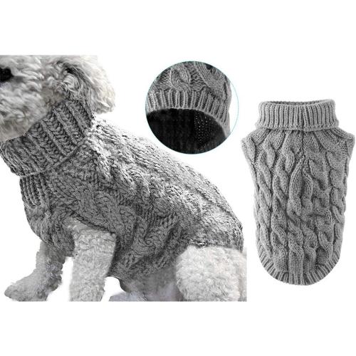 Small - Winmany Pet Dog Turtleneck Knitting Sweater Coat Winter Warmer Thickening Pullover Knitwear Crochet Coat Clothes for Small dog Cat