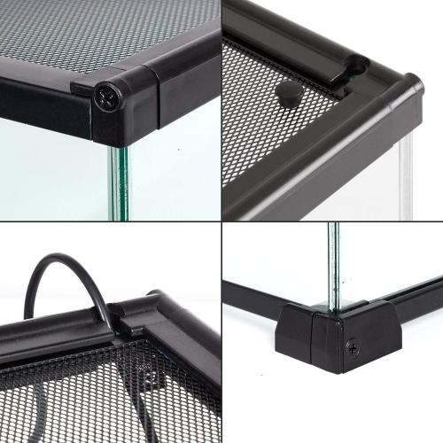 REPTIZOO Small Glass Tank 8 Gallon, Top Opening Terrarium 12 x 12 x 12 Leopard Gecko Tarantula Young Lizard Hermit Crab Frog Insects Breeding Tank