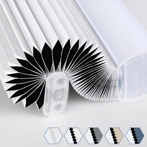 Color Grey Grandekor Cellular Shades Cordless, Honeycomb Blinds Blackout Thermal Insulated, Pull Down Window Shade for Bedroom, Easy Lift & Lower Room Darkening Blinds, White-White