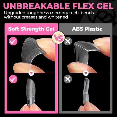 UNA GELLA Short Coffin Nails Tips 504pcs No c Curve Full Cover False Nail