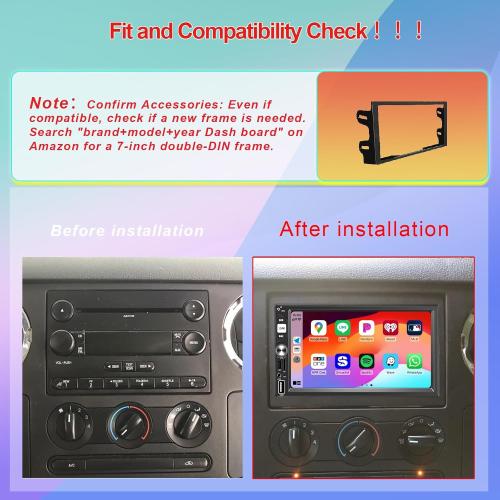 7” Wireless Apple CarPlay Double Din Car Stereo,FM Car Radio,Bluetooth 5.2,IPS Touchscreen 1024 * 600, Backup Camera,EQ Audio,Dual USB Type-c Charging,Subwoord,Android Auto,Navigation,CarPlay MP5