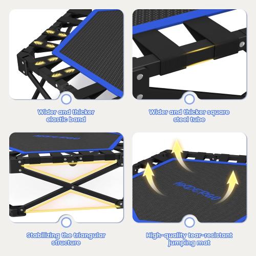HXD-ERGO 42'' Foldable Mini Trampoline, Rebounder Trampoline with Adjustable Foam Handle, Fitness Trampoline for Indoor, Outdoor, Home Gym, Max Load 460lbs