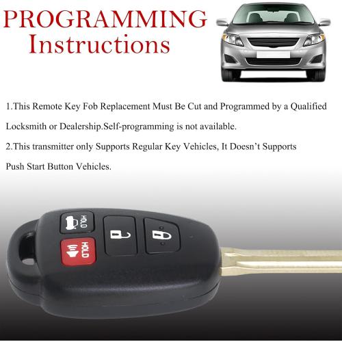 MechanMagic Key Fob Remote Replacement Fits for Toyota Corolla 2014 2015 2016 2017 2018 2019/Camry 2014-2017/Tacoma 2016-2018 HYQ12BDM Keyless Entry Remote Control HYQ12BEL 89070-02880 H Chip