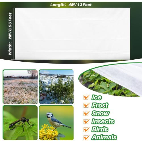 MAQIHAN Plant Cover - 6.5 ft x 13 ft Plant Covers Freeze Protection, Non-Woven Winter Freeze Protection, Reusable Floating Row Frost Blankets for Outdoor Garden, Frost Cloth for Cold Weather Snow