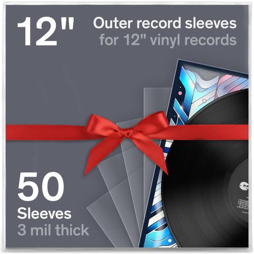 Boundless Audio Vinyl Record Sleeves - 50 x Premium Outer Vinyl Sleeves for Records - 12.75 x 12.75 Heavy Duty 3 Mil Thick Crystal Clear Polypropylene
