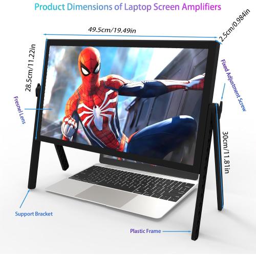 Size 21 inch Screen Magnifier for Laptop ，3D HD Screen Expanders for Movies, Videos, and Gaming, Screen Magnifier with Adjustable Angle Design Amplifier Desktop Magnifying for Seniors Reading (Black)