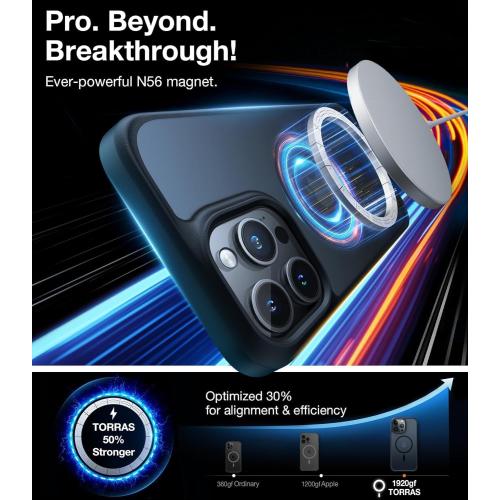 TORRAS Magnetic for iPhone 15 Pro Max Case Compatible with MagSafe, MIL-STD-810G Military Grade, Slim Translucent Phone Case iPhone 15 Pro Max Shockproof Anti-Scratch 6.7, Matte Black