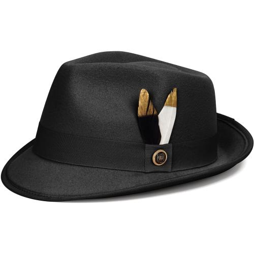 FADACHY Fedora Hats for Men & Women Short Brim Felt hat Trilby Fedora with Feather Panama Dress Hat
