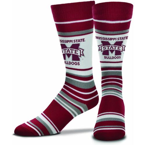 One size For Bare Feet Collegiate University Striped Dress Socks, One Size Fits Most Footwear for Men Women Youth, Game Day Apparel