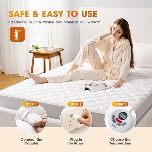 Heated Mattress Pad Twin Size,Electric Mattress Pad with Preheat Functions, Bed Warmer with 12 Heat Settings Controller & 1-12 Hours Auto Shut Off, Machine Washable (39x75,White)