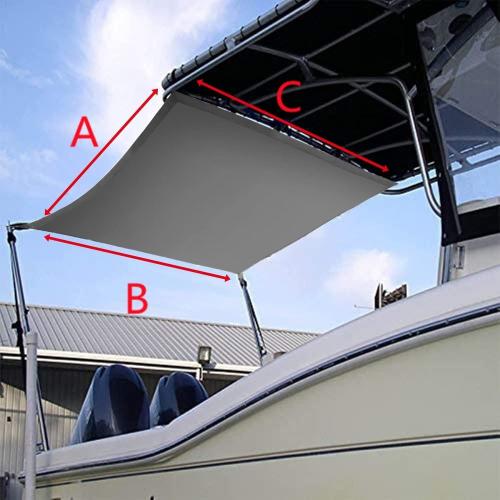 T Top Sun Shade Extension Kit, Boat Sun Shade 800D Polyester Waterproof and UV Resistant Material with Stainless Steel Telescopic Shade Poles, Gray Size2:A=59B=59C=47