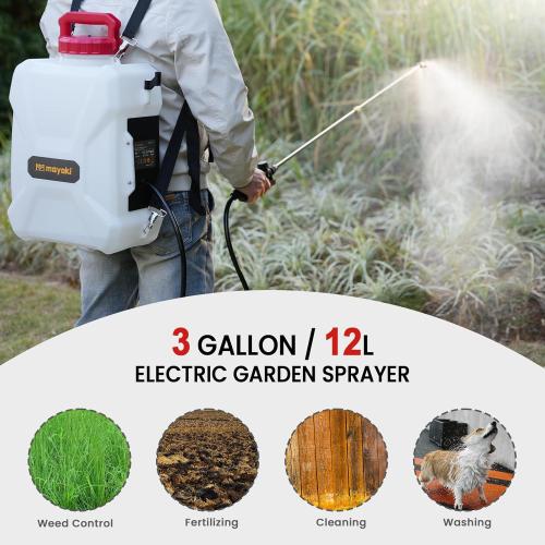 3Gallon Lawn Garden Sprayer Compatible with Milwaukee 18V Battery(Tool Only), Backpack Pump Sprayer, Translucent Water Tank, Adjustable Pressure, for Spraying Plants, Watering, Weeds, Cleaning