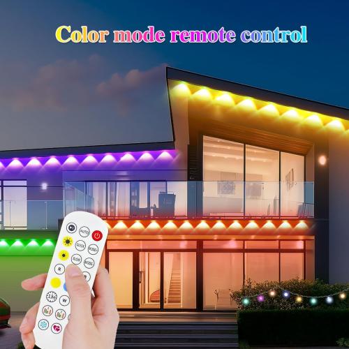 Bluetooth Permanent Outdoor RGB Intelligent Colorful Eaves led Lights,App and Remote Control,DIY Scene Modes,Waterproof,for Christmas,House Decorations,100ft. (EU)