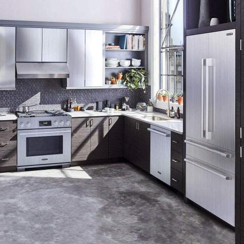 YENHOME Large Size 118x30 inch Brushed Silver Stainless Steel Contact Paper Removable Peel and Stick Wallpaper for Refrigerator Dishwasher Appliances Waterproof Stick on Backsplash Kitchen Wallpaper